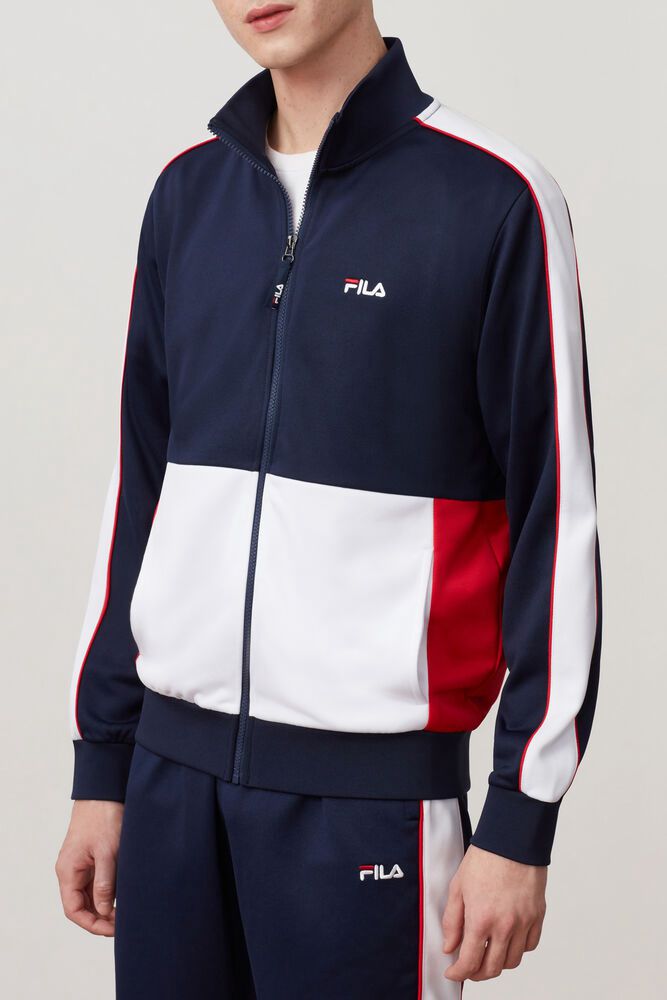 Fila Jacket Michele Mens Navy/White/Red - India HVE-174280